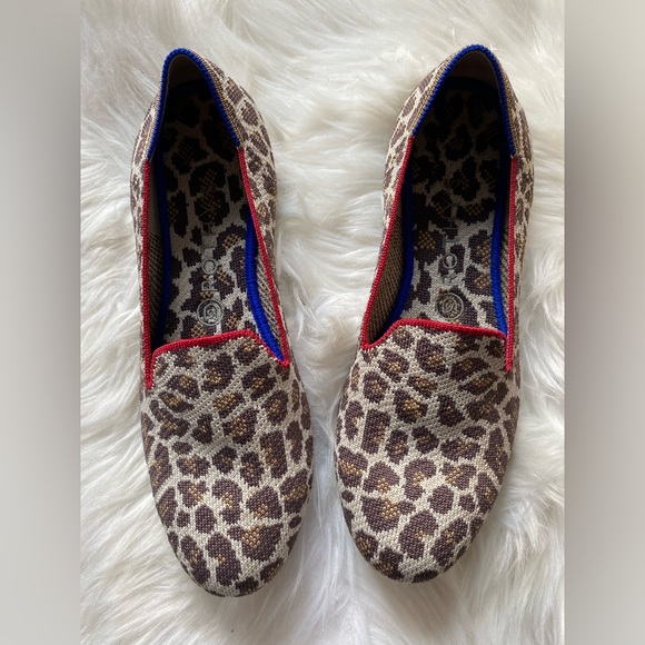 Rothy's Womens Mocha Spot Loafers Animal Leopard Print Slip Ons Size 8 - Picture 2 of 7